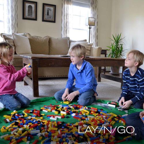  [아마존베스트]Lay-n-Go Extra Large Building Block Toy Storage Mat  Navy/Green, 60 inch - Drawstring Makes Easy, Quick Pick Up of Building Blocks, Toys  Play Mat for Babies, Toddlers