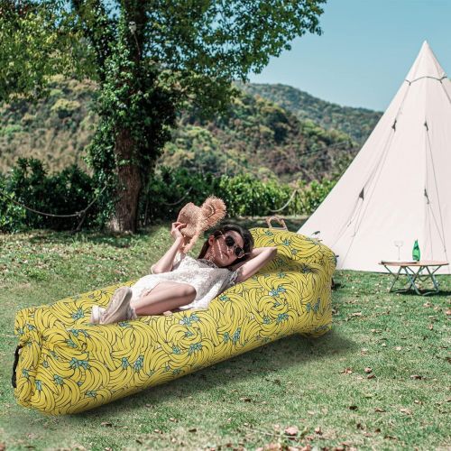  Naturehike Double-Layered Inflatable Lounger - Best Portable Inflatable Couch Air Sofa Hammock for Travelling, Camping, Hiking - Perfect Air Chair for Picnics or Beach Music Festiv