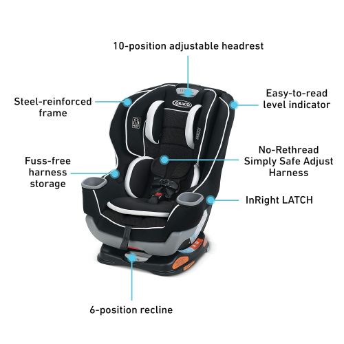 그라코 Graco Extend2Fit Convertible Car Seat, Ride Rear Facing Longer with Extend2Fit, Spire