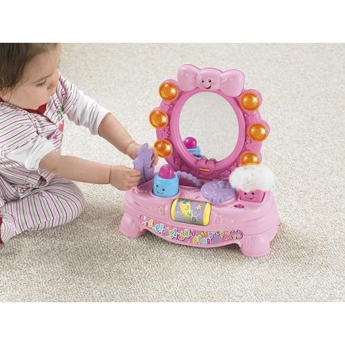피셔프라이스 Fisher-Price Laugh & Learn Baby Toy, Magical Musical Mirror, Pretend Vanity Set with Light Sounds and Learning Songs for Infant to Toddler