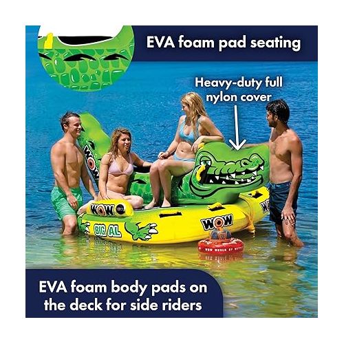  WOW Sports Big Al Jr. 1 2 3 or 4 Person Inflatable Towable Tube for Boating, 19-1070