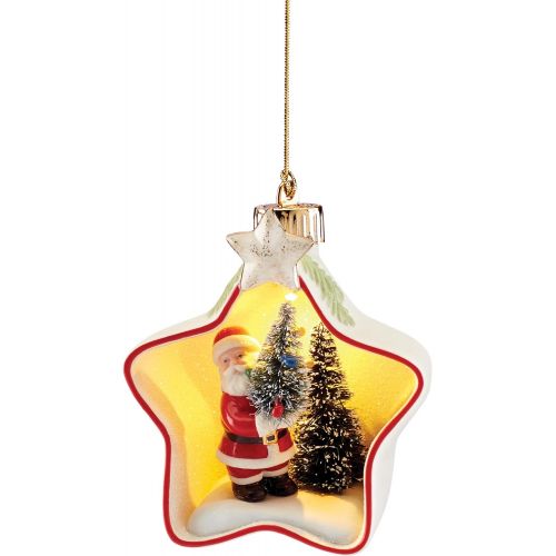 레녹스 Lenox Light-Up Santa Star Scene Ornament, 0.65 LB, Multi
