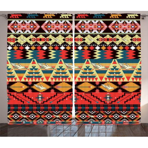  Ambesonne Wanderlust Decor Curtains, Map of World Different Spices Design with Food Symbols Bohemian Style Artwork, Living Room Bedroom Decor, 2 Panel Set, 108 W X 84 L inches
