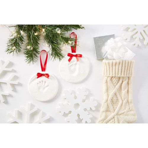  Pearhead Babyprints 2-Pack No-Bake Baby Hand and Footprint Ornament Kit, DIY Christmas Holiday Keepsake Gift Perfect for New Parents
