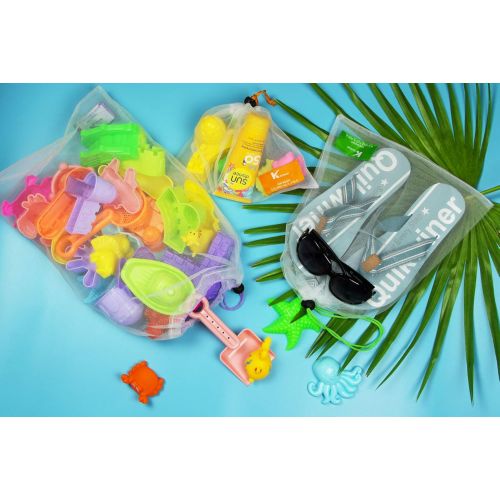  [아마존베스트]K Kichuzl 10-Piece Mesh Beach Toy Bag Set - 2 Large, 5 Medium, 3 Small Drawstring Netted Sand, Pool and Bathtub Toy Bags - Portable, Heavy-Duty Bath Tub Baby Toy Organizer Holder S
