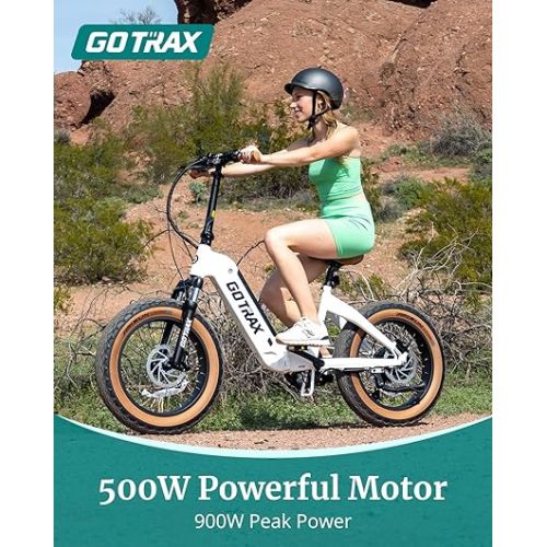  Gotrax F5 Folding Electric Bike with 48V 13.6Ah LG Battery, 70Miles(Pedal-Assist1) & 20MPH Power by 500W, LCD Display&5 Pedal-Assist Levels, Shimano7-Speed & Front Suspension for Fat Tire E-Bike,White