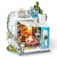 Rolife Miniature Dollhouse DIY Mini House Kit with Led Lights and Furniture