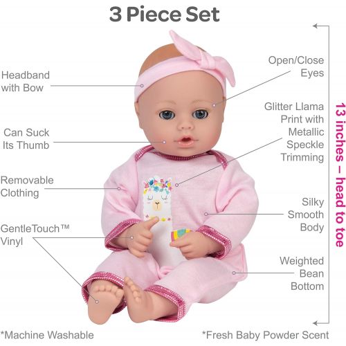 아도라 베이비 Adora PlayTime Baby Petal Pink 13 inch Vinyl Girl Baby Doll Toy Soft Body Machine Washable with Open Close Eyes, Feeding Bottle Great to Snuggle for (1 Year Old and up)
