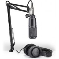 [아마존베스트]Audio-Technica AT2020PK Vocal Microphone Pack for Streaming/Podcasting, Includes XLR Cardioid Condenser Mic, Adjustable Boom Arm, and Monitor Headphones,Black
