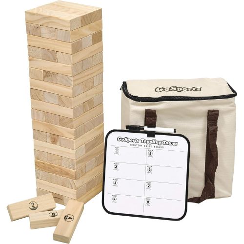  GoSports Large Toppling Tower with Bonus Rules - Starts at 1.5 and Grows to Over 3 -Made from Premium Pine Blocks