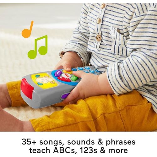 피셔프라이스 Fisher-Price Laugh & Learn Baby Learning Toy, Puppy's Remote Pretend TV Control with Music and Lights for Ages 6+ Months