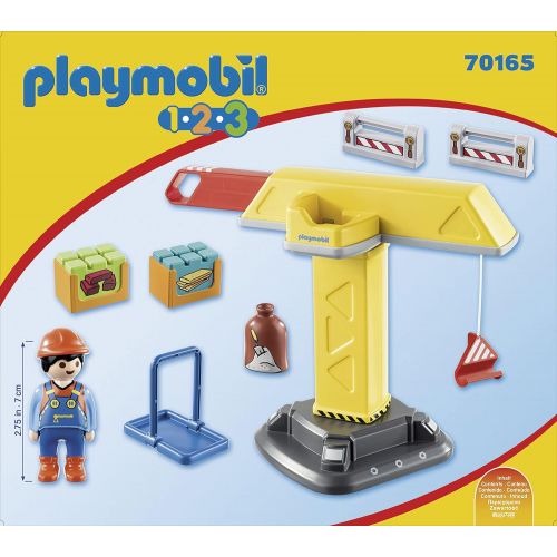 플레이모빌 Playmobil 70165 1.2.3 Construction Crane for Children 18 Months+