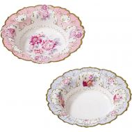 Talking Tables Truly Scrumptious Vintage Floral Paper Bowls in 2 Designs for a Tea Party or Birthday, Blue/Pink (24 Pack)