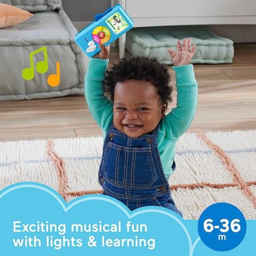 피셔프라이스 Fisher-Price Laugh & Learn Baby Learning Toy Puppy’s Music Player with Lights & Fine Motor Activities for Ages 6+ Months, Blue