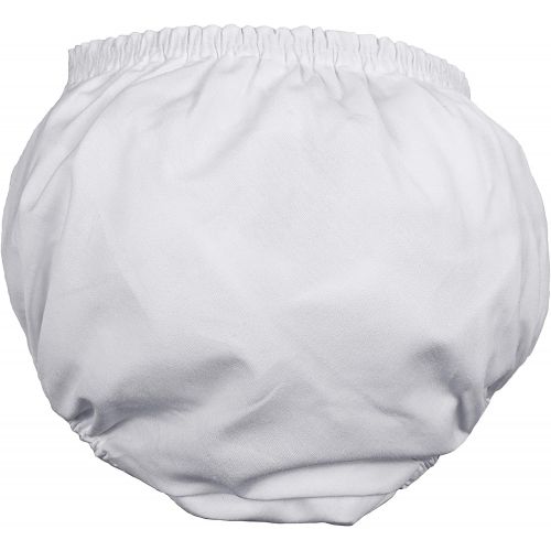  Little Things Mean A Lot Baby Girls White Elastic Bloomer Diaper Cover with Embroidered Eyelet Edging