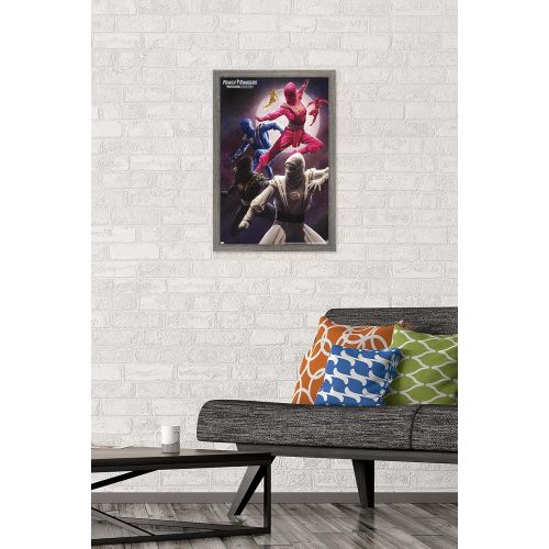  Trends International Power Rangers-Ninja Wall Poster, 14.725 x 22.375, Barnwood Framed Version