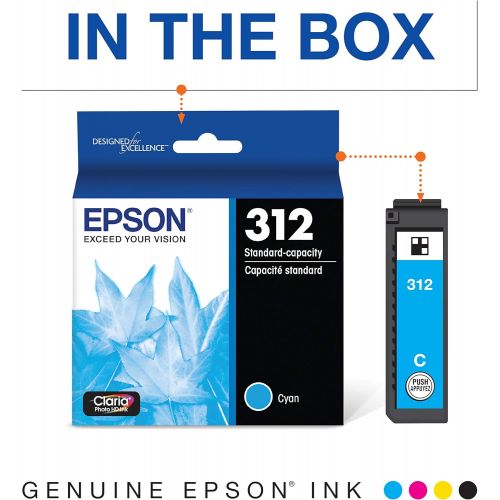 엡손 Epson T312 Claria Photo HD -Ink Standard Capacity Cyan -Cartridge (T312220-S) for select Epson Expression Photo Printers