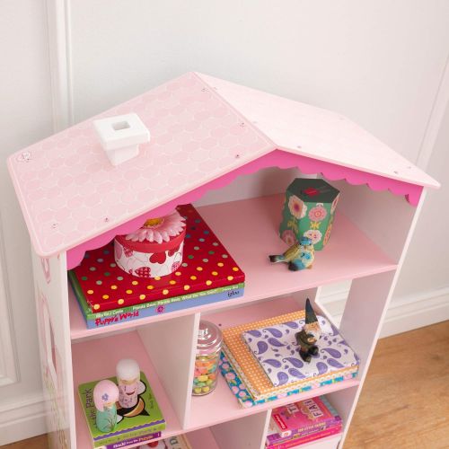 키드크래프트 KidKraft Dollhouse Cottage Bookcase Wooden Childrens Furniture with Shelves and Hidden Storage, Gift for Ages 3+
