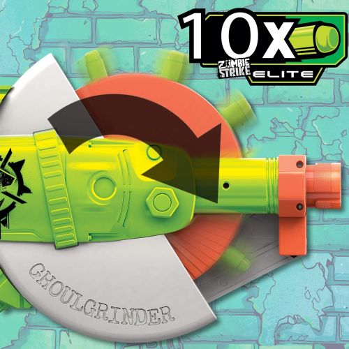 너프 NERF Zombie Strike Ghoulgrinder Blaster -- Rotating 10-Dart Wheel, 10 Official Zombie Strike Elite Darts -- for Kids, Teens, Adults