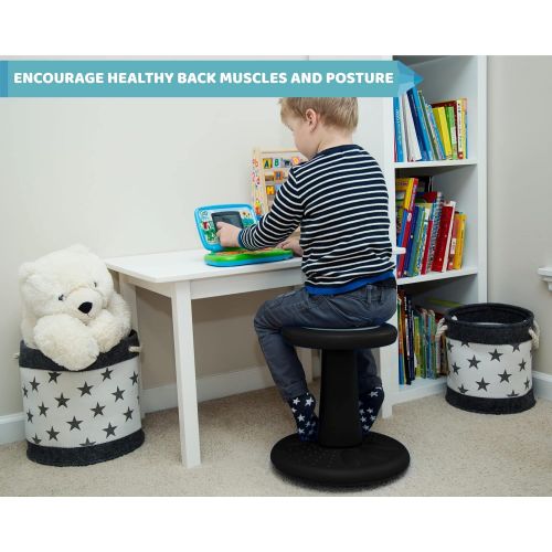  [아마존베스트]Studico Active Kids Chair  Wobble Chair Toddlers, Pre-Schoolers - Age Range 3-7y  Grades K-1-2 - 14 High  Flexible Seating Classroom - Helps ADD/ADHD - Corrects Posture - Black