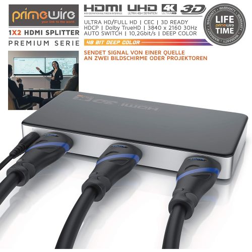  [아마존베스트]CSL-Computer CSL - HDMI Splitter 4K UHD 2160p 4K 30Hz - Full HD 144Hz - 1 in 2 Out - CEC - HDCP - 3D Ready - Deep Colour 30Bit 36Bit 48Bit - Compatible with Xbox PS4 PS3 BLU-RAY Player Firestic
