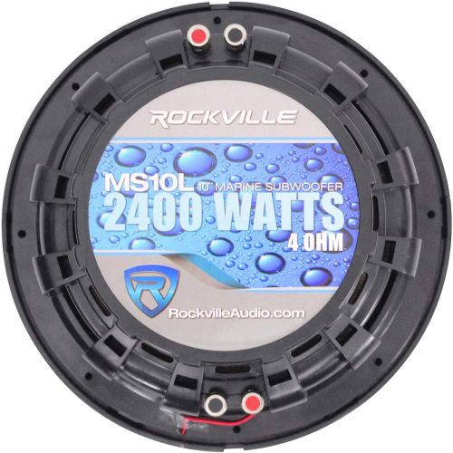  (2) Rockville MS10LB 10 2400 Watt Black Marine Boat 10 Free Air Subwoofers w/LEDs