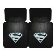U.A.A. INC. Superman Gray Silver Shield 2pc Front Black Rubber Universal Car Truck Floor Mats Set