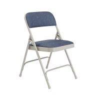 Flash National Public Seating 2200 Series Steel Frame Upholstered Premium Fabric Seat and Back Folding Chair with Double Brace, 480 lbs Capacity, Imperial Blue/Gray (Carton of 4)