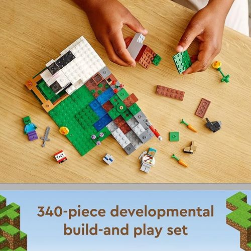  LEGO Minecraft The Rabbit Ranch House Farm Set, 21181 Animals Toy for Kids, Boys and Girls Age 8 Plus with Tamer and Zombie Figures