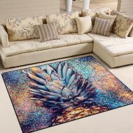 ALAZA Area Rug 7x5 Fashion Shine Tropical Pineapple Painting, Non-Slip Polyester Floor Mat Carpet for Living Dining Bed Room