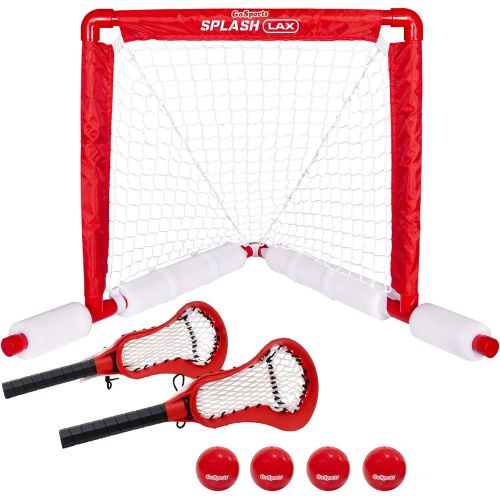  GoSports Lacrosse Floating Pool Game Set - Includes Pool Lacrosse Goal, 2 Water Lacrosse Sticks and 4 Soft Rubber Balls