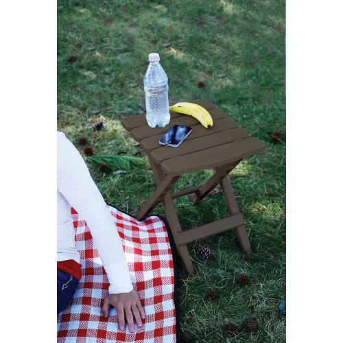  Camco Adirondack Portable Outdoor Folding Side Table, Perfect for The Beach, Camping, Picnics, Cookouts and More, Weatherproof and Rust Resistant - Mocha (51882)