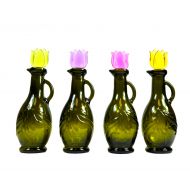UNIWARE Uniware 250ml/ 8oz Pearl Engraved Glass Oil & Vinegar Bottle/Oil Dispenser (1 pack, Set of 4 Tulip)