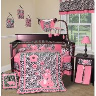 Sisi SISI Baby Girl Boutique - Pink Zebra 14 PCS Crib Nursery Bedding Set Including Music Mobile