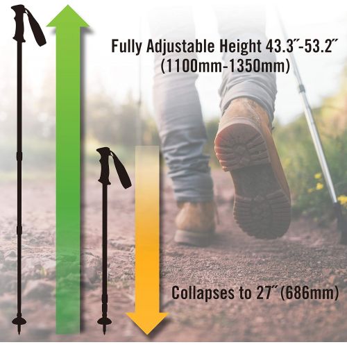  Brazos Trekking Pole,Hiking Pole,Hiking Stick,Walking Stick That Collapses and Folds to 27 Inches and Adjusts in Height from 43-53 inches with Non Shock Technology and Interchangea