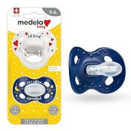 Medela Baby Pacifier | Day and Night Glow in The Dark | 0-6 Months | 2-Pack, Lightweight | BPA-Free | Supports Natural Suckling | Eat Local and 24/7 Milkbar