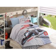 DecoMood Cars Bedding for Kids Quilt/Duvet Cover Set with Fitted Sheet, 100% Cotton Boy’s Bedding Linens, Generic Formula 1 Racing Car Illustration, Single/Twin Size, COMFORTER INC