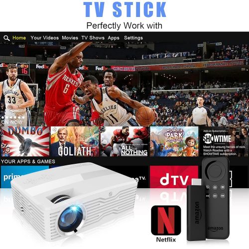  Upgraded Native 1080P Projector, 7500Lumens Full HD Projector, Smartphone Synchronization, Compatible with TV StickPS4DVD PlayerHDMIAVVGA for Indoor and Outdoor Movies, AK-30