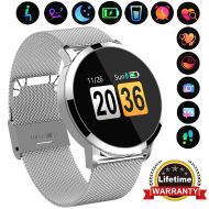 LANDYLO Fitness Tracker with Blood Pressure Monitor Smart Watch with Camera Touchscreen Waterproof Smartwatch Android iOS Heart Rate and Activity Tracking Birthday Gifts for His Her - Silv