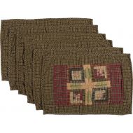 VHC Brands Tea Cabin Quilted Placemat Set of 6 12x18 Log Cabin Country Rustic Lodge Kitchen Tabletop Design, Moss Green
