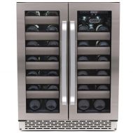 Whynter BWR-401DA Elite 40 Bottle Seamless Door Dual Zone Built-in Wine Refrigerator, Stainless Steel
