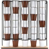 [아마존베스트]Mind Reader Wall Mount Single Serve Dispenser 5 Compartments, 35 Coffee Pod Capacity, 12.5 W x 12.75 H, Black/Bamboo