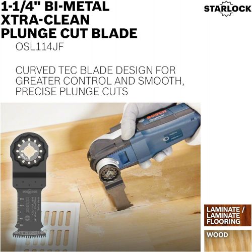  Bosch OSL114JF-3 Starlock Oscillating Multi Tool Bi-Metal Extra Clean Plunge Cut Blade (3 Pack), 1-1/4