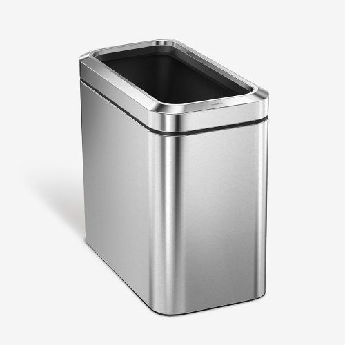 심플휴먼 simplehuman 25 Liter / 6.6 Gallon Slim Open Commercial Trash Can, Brushed Stainless Steel
