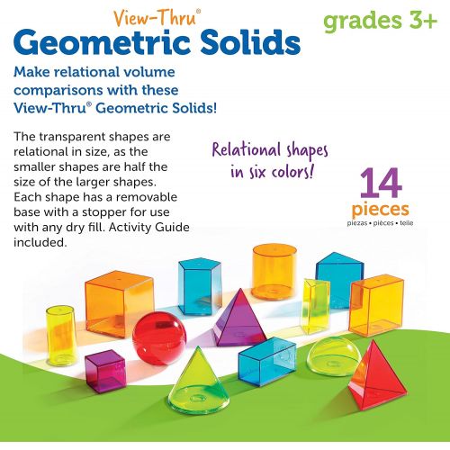  [아마존베스트]Learning Resources View-Thru Geometric Solids, Geometry Helper, 14 Pieces, Ages 8+