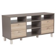Flash Furniture Montclair Collection TV Stand in Gray Finish with Sonoma Oak Wood Grain Drawers