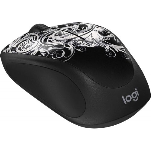 로지텍 Logitech Art Collection - Mouse - Optical - 5 Buttons - Wireless - 2.4 GHz - USB Wireless Receiver - Dark Fleur