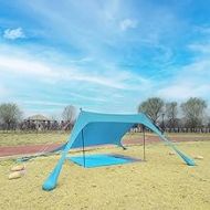 通用 Up Beach Tent Sun Shelter UPF50+ with Sand Shovel, 4 Pcs SandbagsGround Pegs and Stability Poles, Outdoor Shade for Camping Trips, Fishing, Backyard Fun or Picnics (Pink)