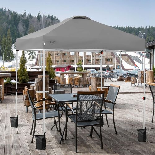  Tangkula Outdoor Pop up Canopy Tent, 6.6 x 6.6 FT Height Adjustable Commercial Instant Canopy w/ Portable Roller Bag, 4 Weight Bags, Outdoor Camping Sun Shelter for Camping, Party