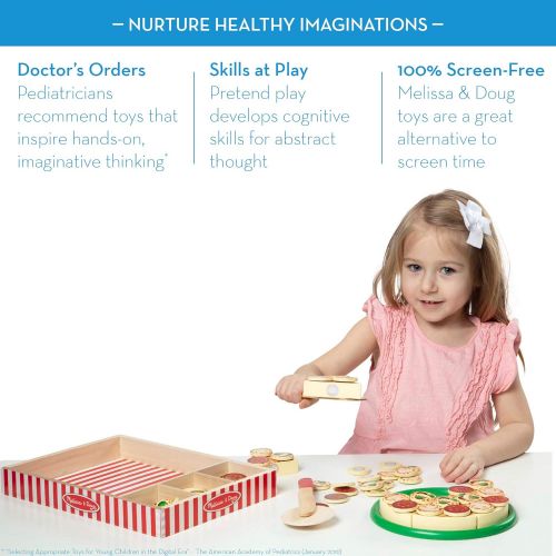  Melissa & Doug Pizza Party Wooden Play Food (Pretend Play Pizza Set, 54+ Pieces, Best for 3, 4, and 5 Year Olds) & Sandwich-Making Set (Wooden Play Food, Best for 3, 4, and 5 Year